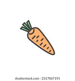 Carrot vegetable filled outline icon, line vector sign, linear colorful pictogram isolated on white. Symbol, logo illustration. Vector graphics