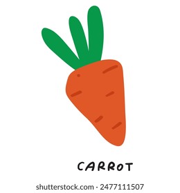 Carrot. Vegetable. Flat design. Hand drawn illustration on white background.