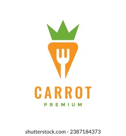 carrot vegetable fork simple modern style logo design vector icon illustration