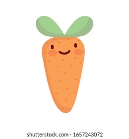 carrot vegetable fresh cartoon food cute vector illustration line and fill style