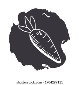 carrot vegetable hand draw and block style icon design, food organic and healthy theme Vector illustration