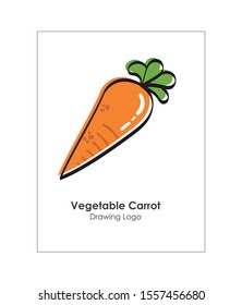 Carrot vegetable icon. Linear and handmade image of pretty vegetable. Editable vector.