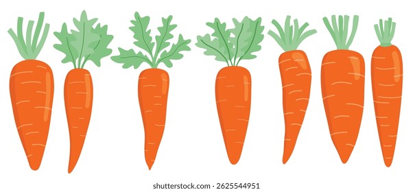 Carrot vegetable icon set in the flat style on white background.