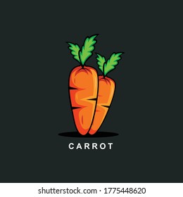 Carrot vegetable illustration vector isolated black background