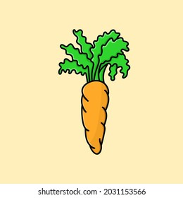 carrot vegetable isolated vector illustration cartoon style. can use for vegetarian diet design of poster, banner, flyer, pamphlet, leaflet, brochure, catalog, food menu, web, site, website