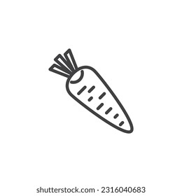Carrot vegetable line icon. linear style sign for mobile concept and web design. Carrot outline vector icon. Symbol, logo illustration. Vector graphics
