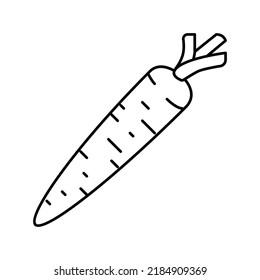 Karottenpflanzensymbol, Vektorgrafik. Gemüseschild aus Karotten. isoliertes Kontursymbol