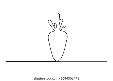Carrot vegetable minimal one line art outline vector isolated illustration