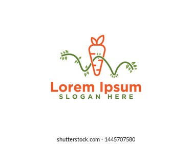 carrot, Vegetable, Mono Line Logo Designs, Vector Illustration