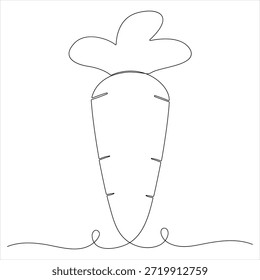 Verdura de zanahoria en una línea continua dibujando la planta de zanahoria de crecimiento minimalista negro Arte vectorial de boceto lineal