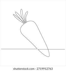 Verdura de zanahoria en una línea continua dibujando la planta de zanahoria de crecimiento minimalista negro Arte vectorial de boceto lineal
