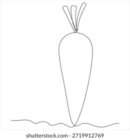 Carrot vegetable in one continuous one line drawing growing carrot plant minimalist black linear sketch vector art