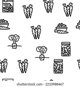 carrot vegetable orange food vector seamless pattern thin line illustration