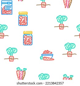 carrot vegetable orange food vector seamless pattern thin line illustration