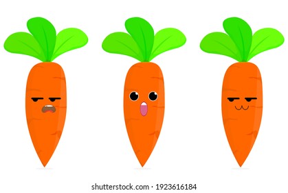 Carrot vegetable orange kawaii cute fruits cartoon vector design illustration