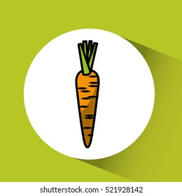carrot vegetable over white circle and green background. healthy food design. vector illustration
