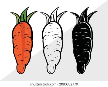 Carrot, Vegetable,  Printable Vector Illustration