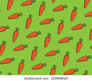 Carrot Vegetable seamless pattern. Delicious sweet carrots vector illustration. Food nature icon concept. Vegetable food carrot pattern background.