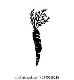 Carrot. Vegetable Silhouette. Naive Style. Vector Illustration