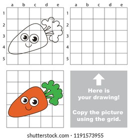 Carrot Vegetable smile funny, the educational game with simple game level. Copy the picture.