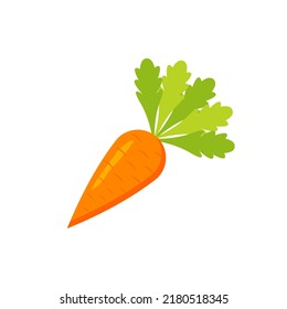 Carrot Vegetable Vector Icon Colored..... EPS 10. Vegetarian Flat Illustration. Farm Market Product. Agriculture Concept. Fresh Healthy Organic Food..Crop Concept For Vegan. Isolated On White