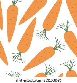 Vegetales de zanahoria sin fisuras. Antecedentes vegetarianos sanos de alimentos biológicos, productos ecológicos vegan orgánicos. Ilustración vectorial.