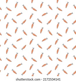 Carrot Vegetables seamless pattern. Vegetarian healthy bio food background, Vegan organic eco products. Vector illustration.