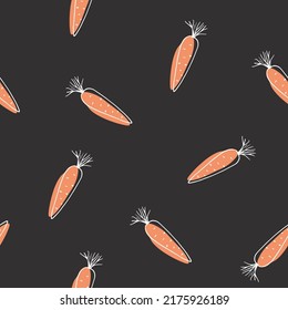Carrot Vegetables seamless pattern. Vegetarian healthy bio food background, Vegan organic eco products. Vector illustration.