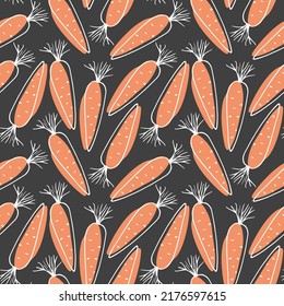 Vegetales de zanahoria sin fisuras. Antecedentes vegetarianos sanos de alimentos biológicos, productos ecológicos vegan orgánicos. Ilustración vectorial.