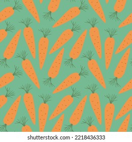 Vegetales de zanahoria sin fisuras. Antecedentes vegetarianos sanos de alimentos biológicos, productos ecológicos vegan orgánicos. Ilustración vectorial.
