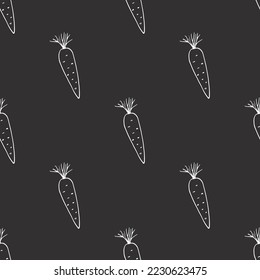 Carrot Vegetables seamless pattern. Vegetarian healthy bio food background, Vegan organic eco products. Vector illustration.