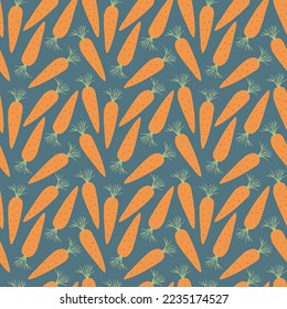 Karotten Gemüse nahtlose Muster. Vegetarische gesunde Bio-Lebensmittel-Hintergrund, Veganische ökologische Produkte. Vektorgrafik.