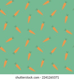 Karotten Gemüse nahtlose Muster. Vegetarische gesunde Bio-Lebensmittel-Hintergrund, Veganische ökologische Produkte. Vektorgrafik.