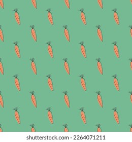 Vegetales de zanahoria sin fisuras. Antecedentes vegetarianos sanos de alimentos biológicos, productos ecológicos vegan orgánicos. Ilustración vectorial.