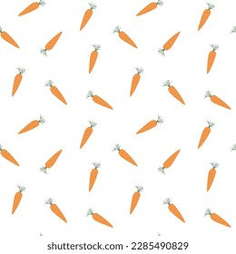 Carrot Vegetables seamless pattern. Vegetarian healthy bio food background, Vegan organic eco products. Vector illustration.
