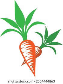 Carrot vegetables vector with simple design on a white background Cute illustration silhouette.