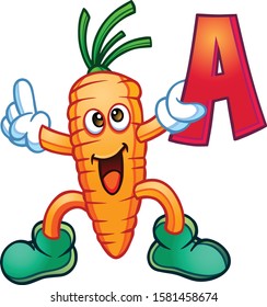 Carrot Vitamin A Conceptual Cartoon Illustration Vector