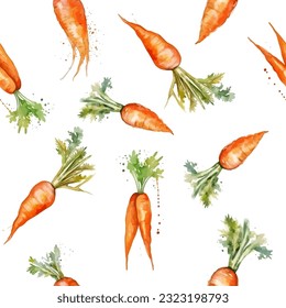 Carrot watercolor seamless pattern. Vector illustration