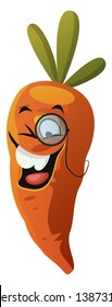 Carrot wearing monocle illustration vector on white background