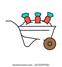 carrot wheelbarrow line icon vector. carrot wheelbarrow sign. isolated symbol illustration
