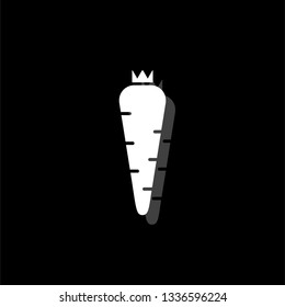 Carrot. White flat simple icon with shadow
