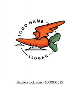 Carrot with wings logo vector for healthy diet food program. Icon for seller, suplier, farmer, market center of vegan agriculture design illustration. Apply to web site, social media, UI App brand