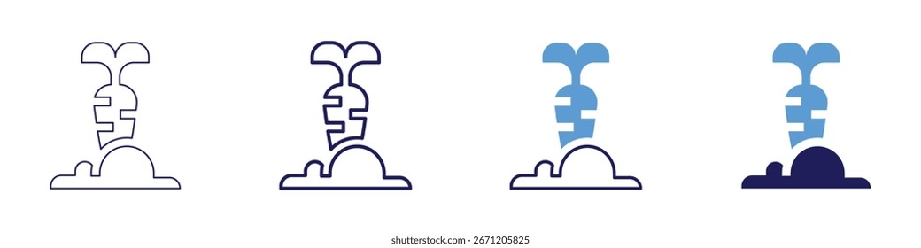 Carrot yield icon in 4 different styles. Thin Line, Line, Bold Line, Duotone. Duotone style. Editable stroke.