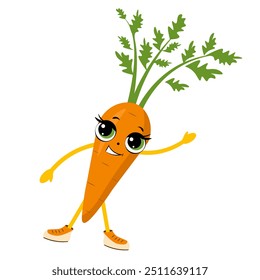 Carrots with arms and legs on a white background.