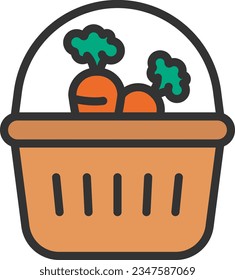 Carrots in Basket Icon image. Suitable for mobile application.