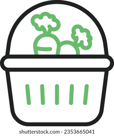 Carrots in Basket Icon image. Suitable for mobile application.