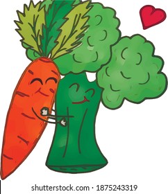 carrots and broccoli warmly hug