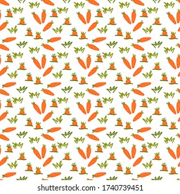Carrots cute. Pattern with carrots. Pattern of vegetables, vegetarian on a white background
