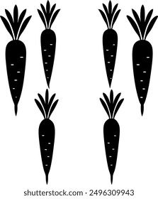 Carrots in different position silhouette art