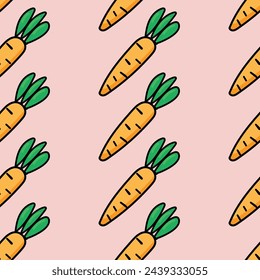 Carrots doodle style seamless pattern background. Vector illustration